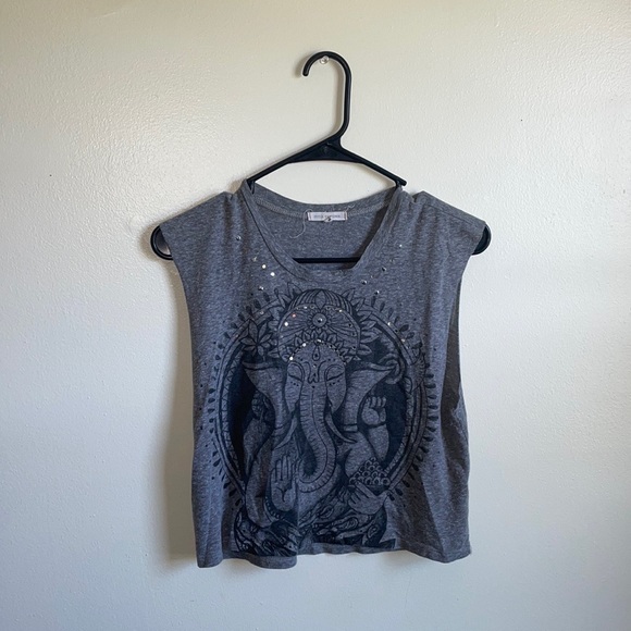 Title Unknown Cropped Meditating Elephant Muscle T-Shirt - Picture 4 of 9